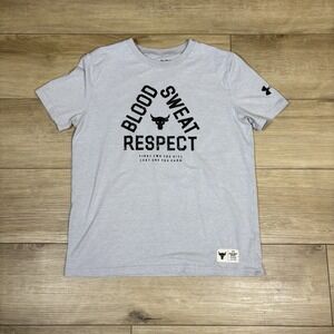 Under Armour Project Rock Kids Youth XL Blood Sweat Respect WWE Gray T Shirt